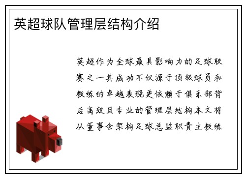 英超球队管理层结构介绍